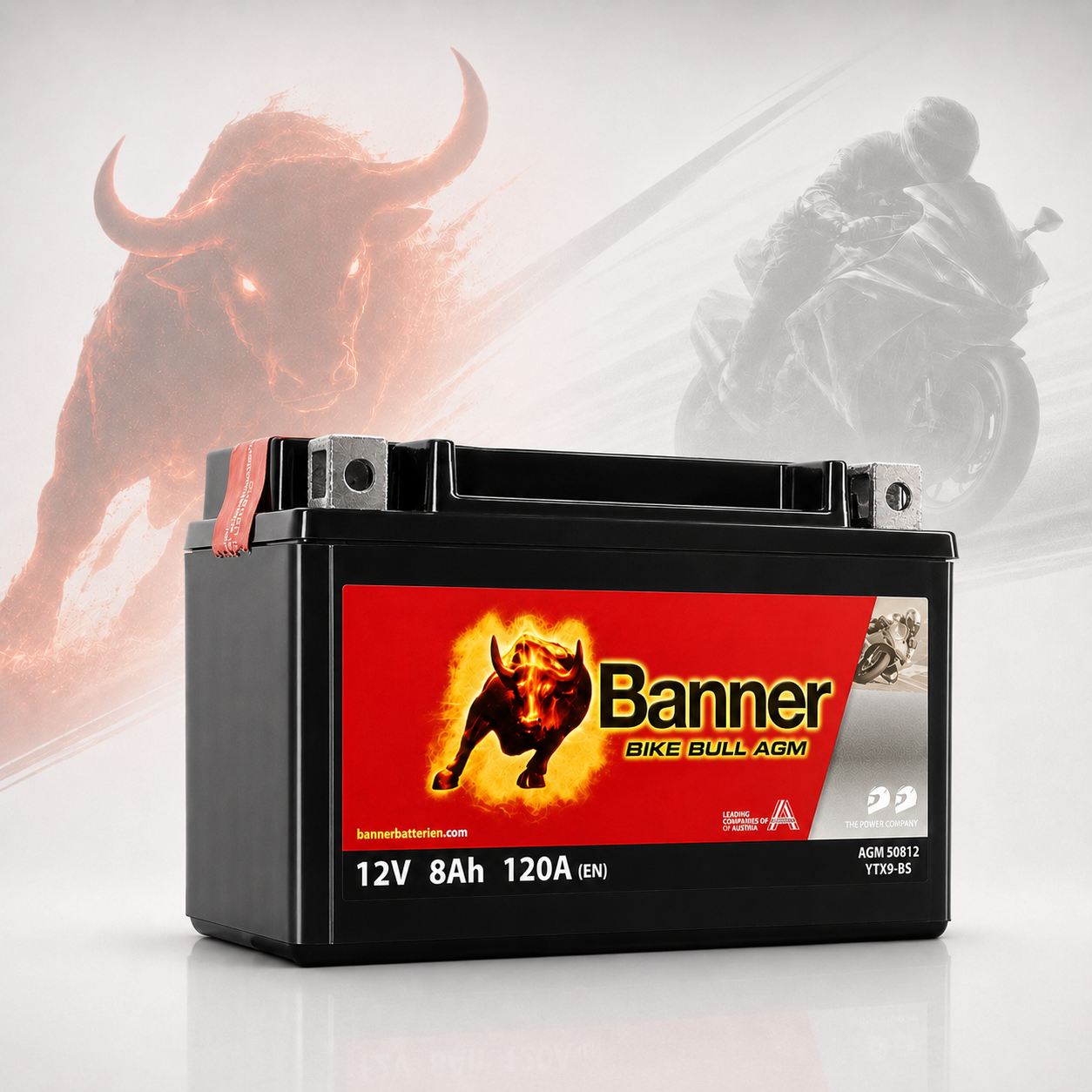 BANNER 12 V 8 AH (Yatık) Motosiklet Aküsü  50812 - BTX9-BS