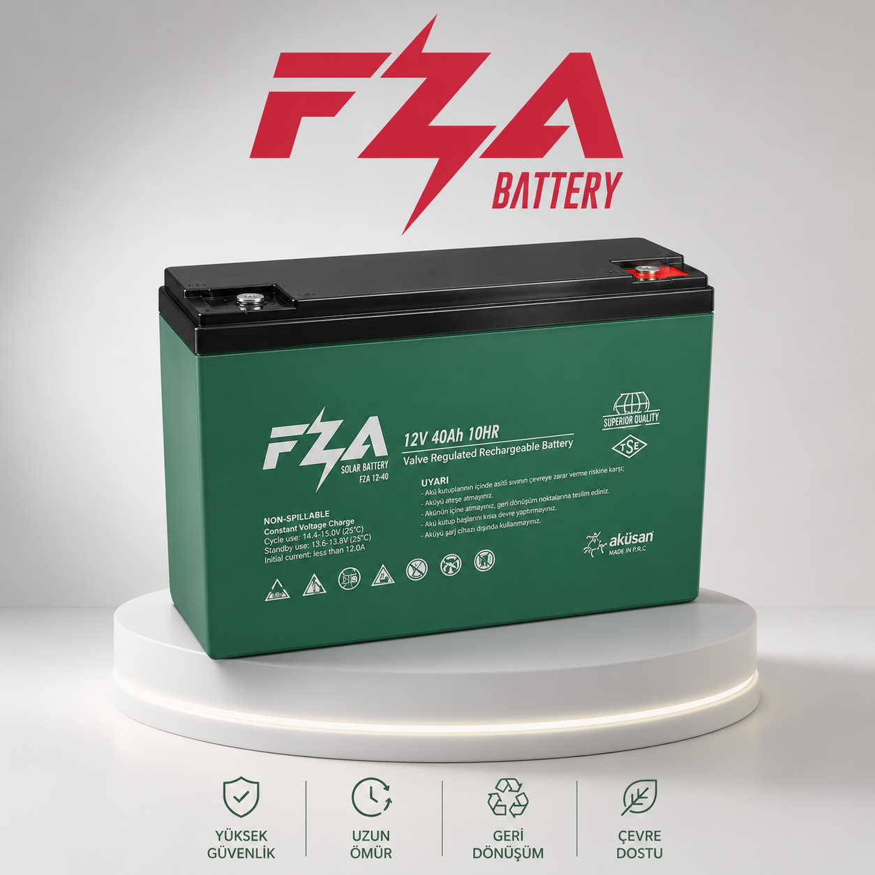 FZA 12 V 40 AH Jel Akü / E-Bike (Elektrikli Bisiklet) Aküsü