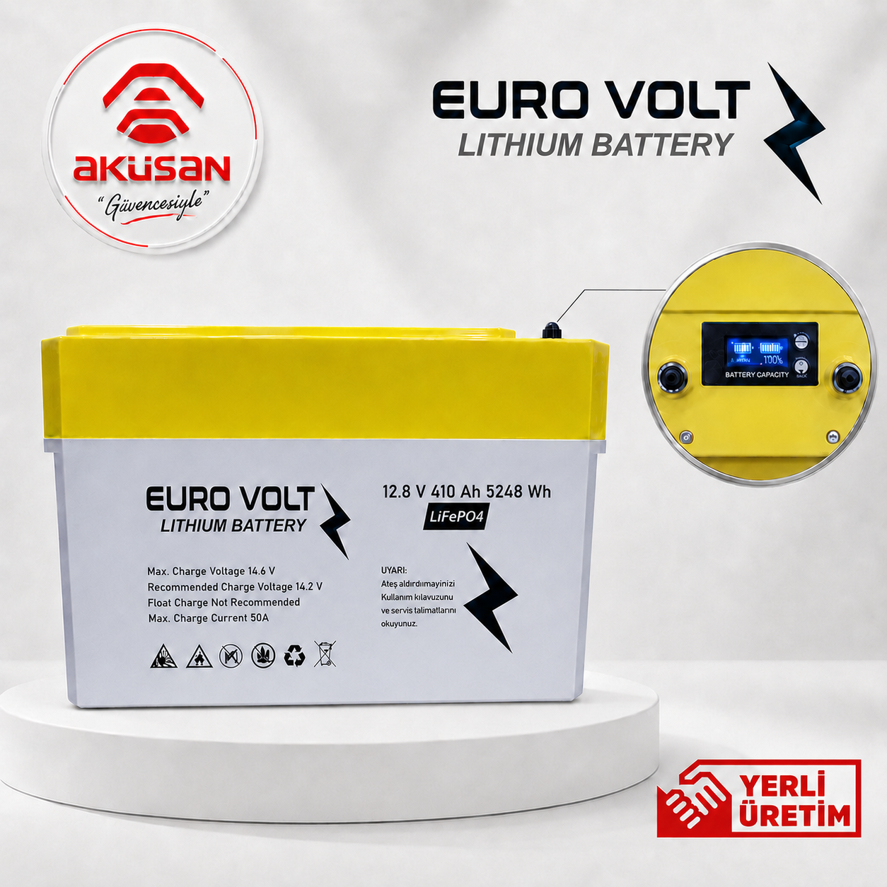 EuroVolt 12.8 V 410 Ah (5248 Wh) LiFePO4 (Lityum) Batarya