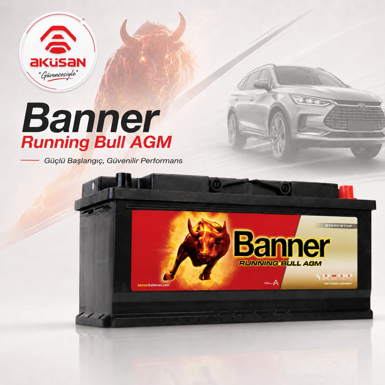 AGM 12V 105 Ah Banner Running Bull
