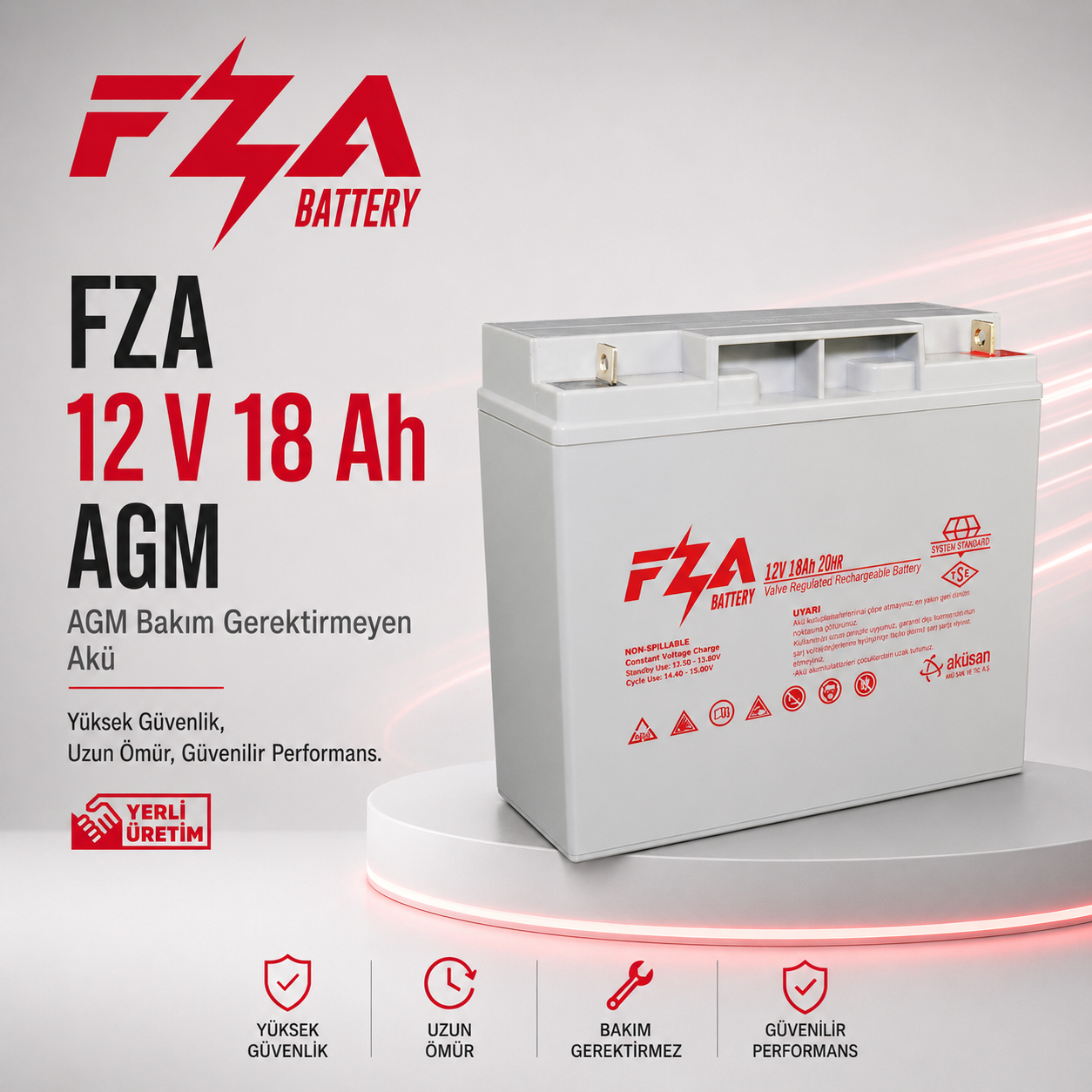 FZA 12 V 18 Ah AGM (Kuru Bakımsız) Akü