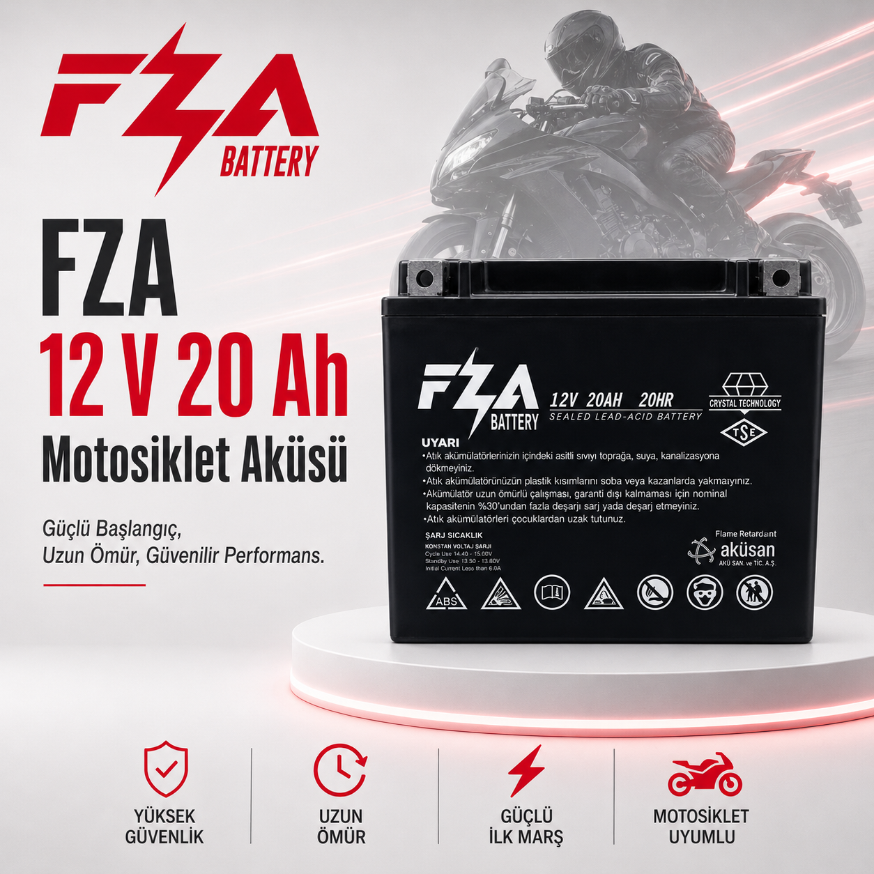 FZA 12 V 20 Ah Motosiklet Aküsü