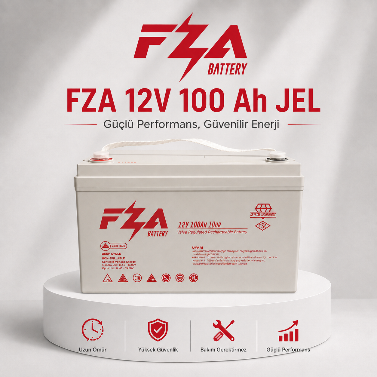 FZA 12 V 100 Ah JEL Akü / Derin Şarj (Deep Cycle)