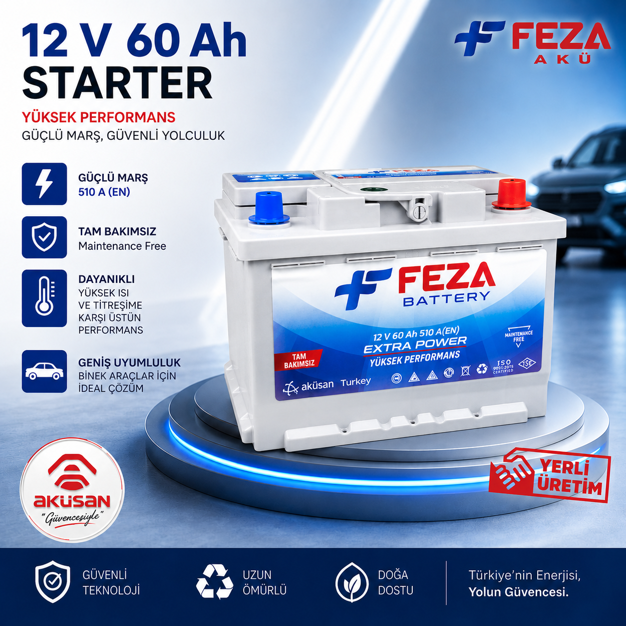 FEZA 12 V 60 Ah Starter (Sulu) Akü