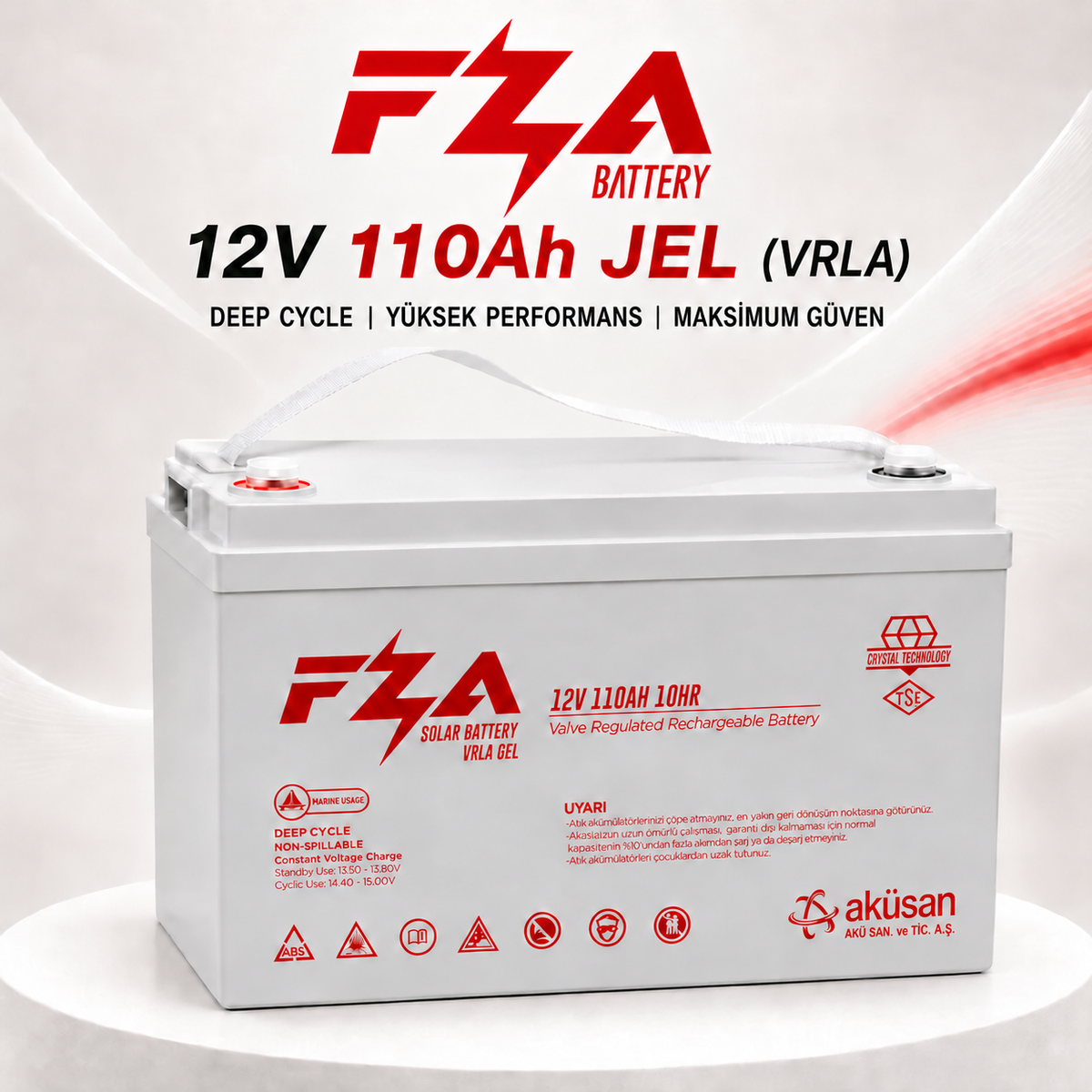 FZA 12V 110 Ah JEL Akü / Derin Şarj (Deep Cycle)