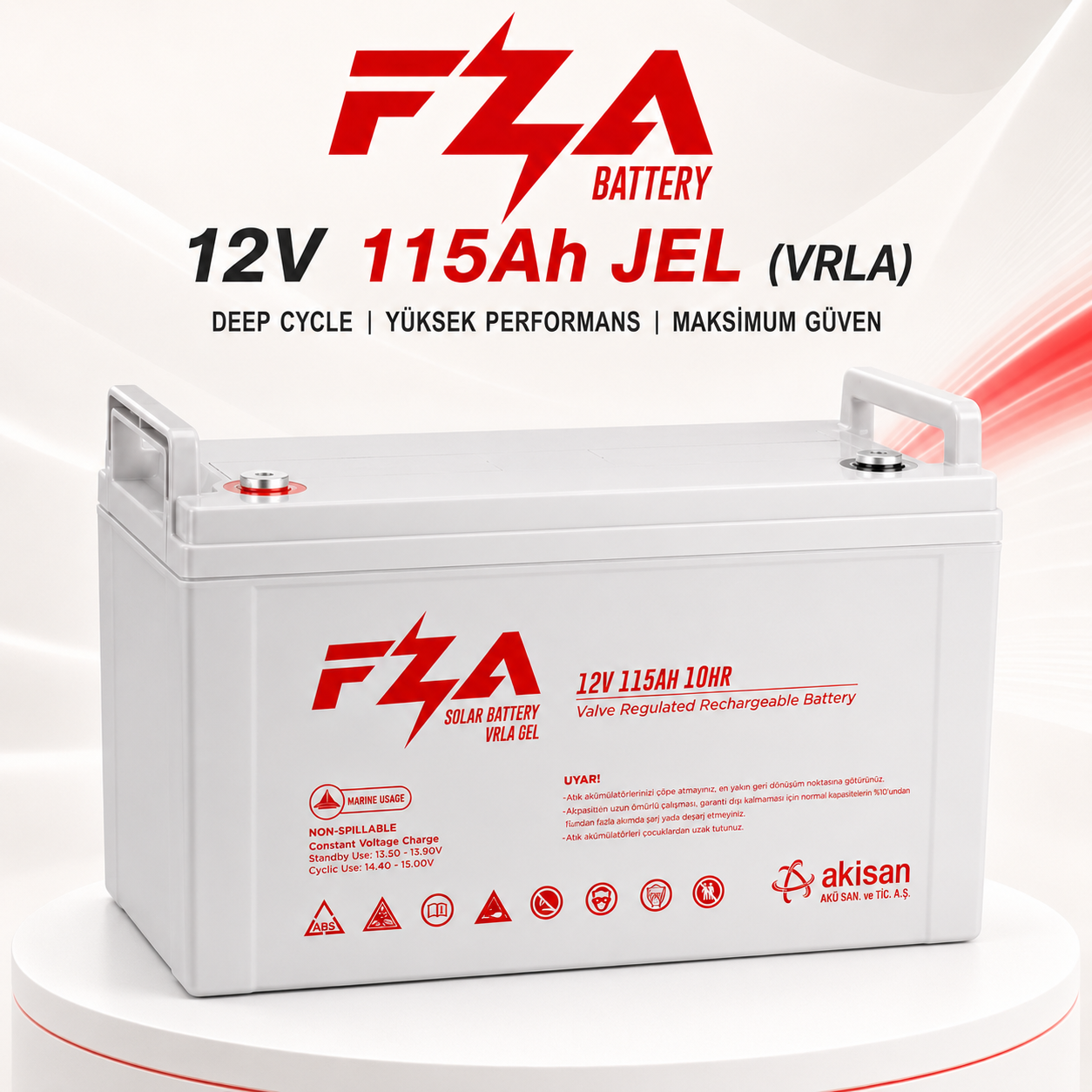 FZA 12V 115Ah JEL Akü / Derin Şarj (Deep Cycle)