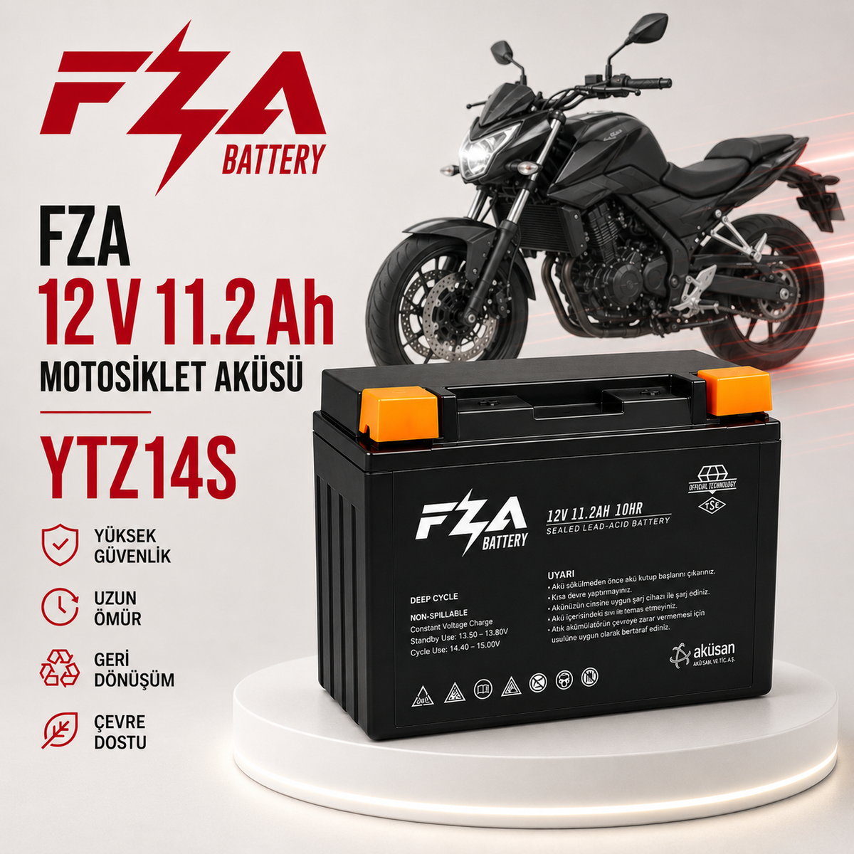 FZA 12 V 11.2 AH Motor Aküsü (YTZ14S )