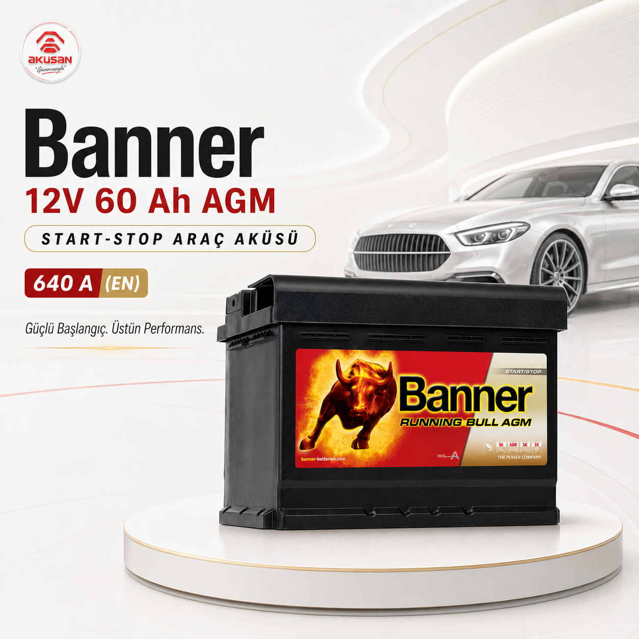 BANNER 12 V 60 AH AGM Start Stop Araç Aküsü