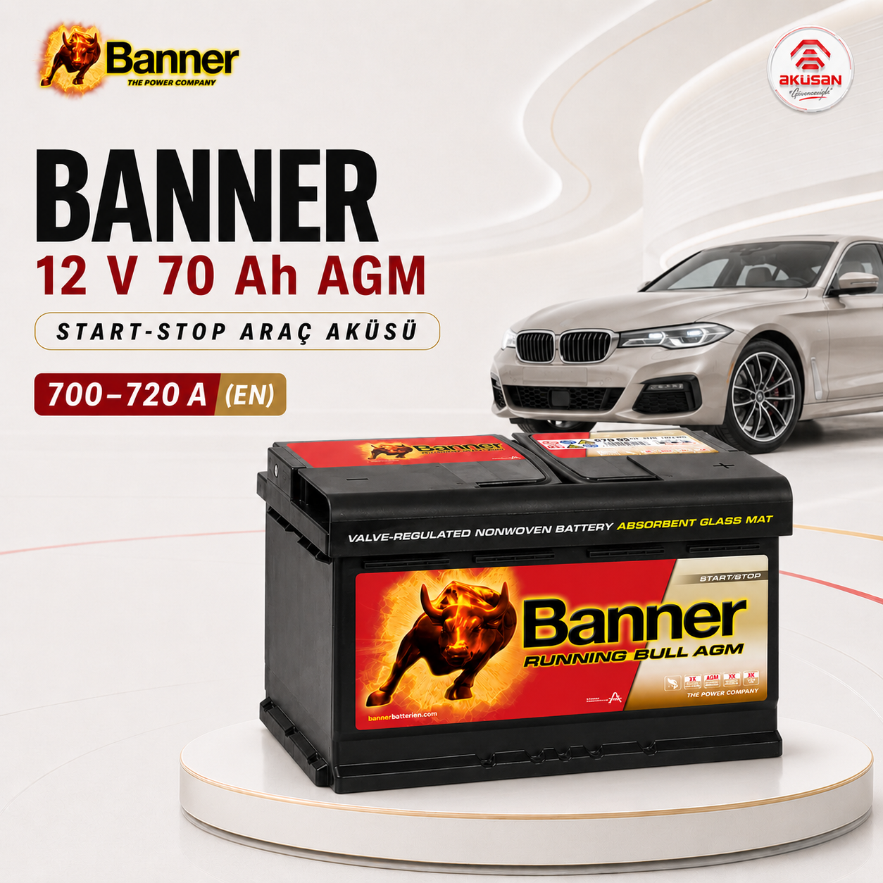 Banner 12V 70 Ah AGM (Start-Stop) Akü