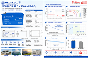 Megacell 12.8V 100Ah LiFePO4 lityum akü teknik özellikleri