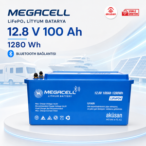 Megacell 12.8V 100Ah LiFePO4 lityum akü karavan ve marin kullanım görseli