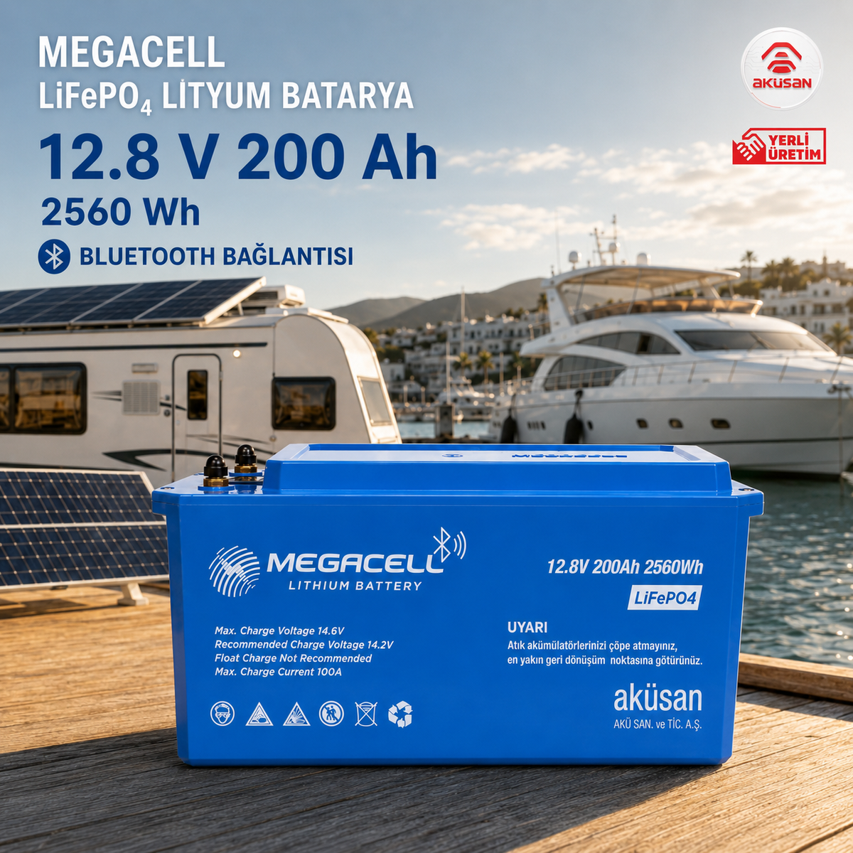 12.8V - 200AH Megacell LiFePO4 (Lityum) Batarya