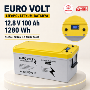EuroVolt 100Ah marin ve tekne lityum aküsü