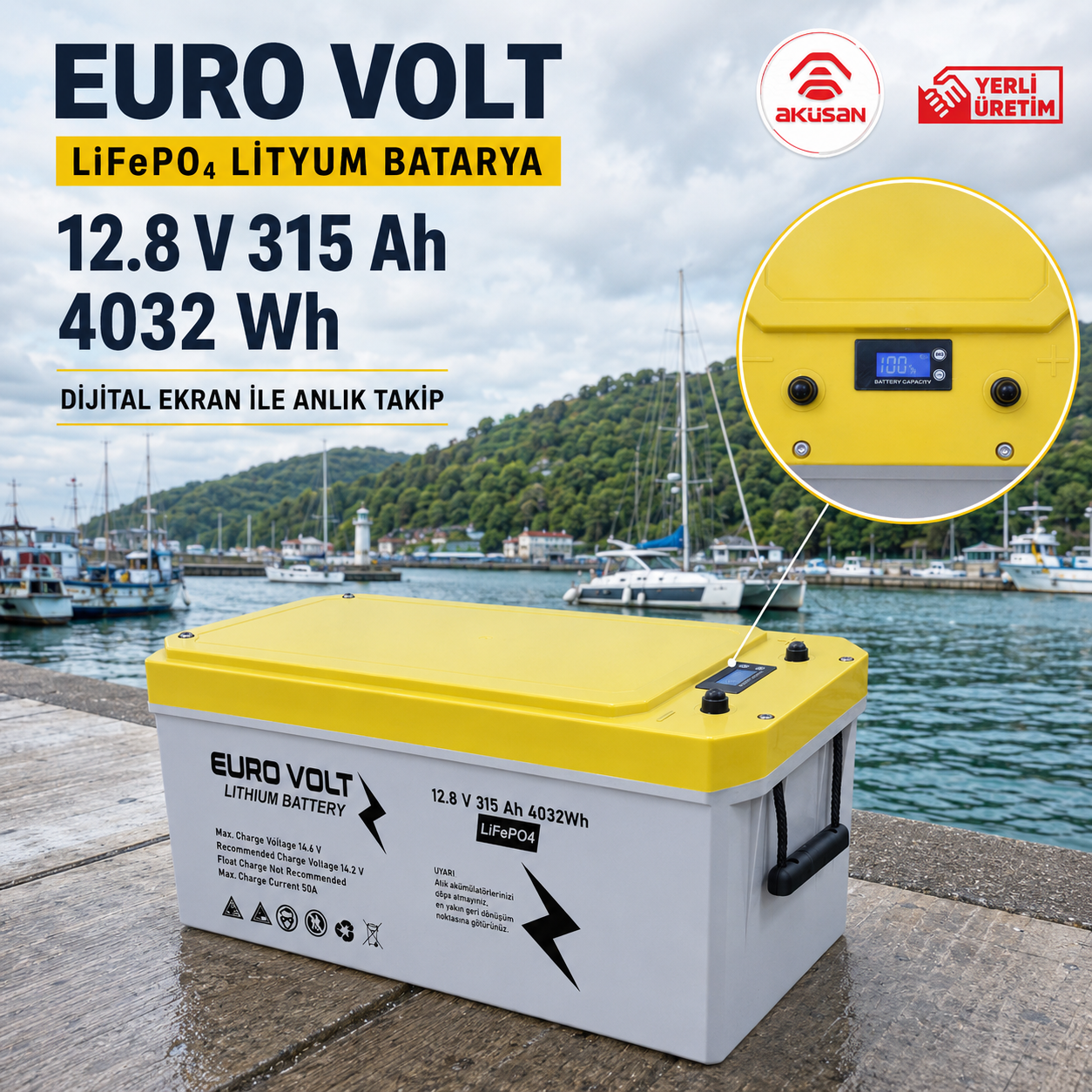 EuroVolt 12.8V 315Ah LiFePO4 lityum akü