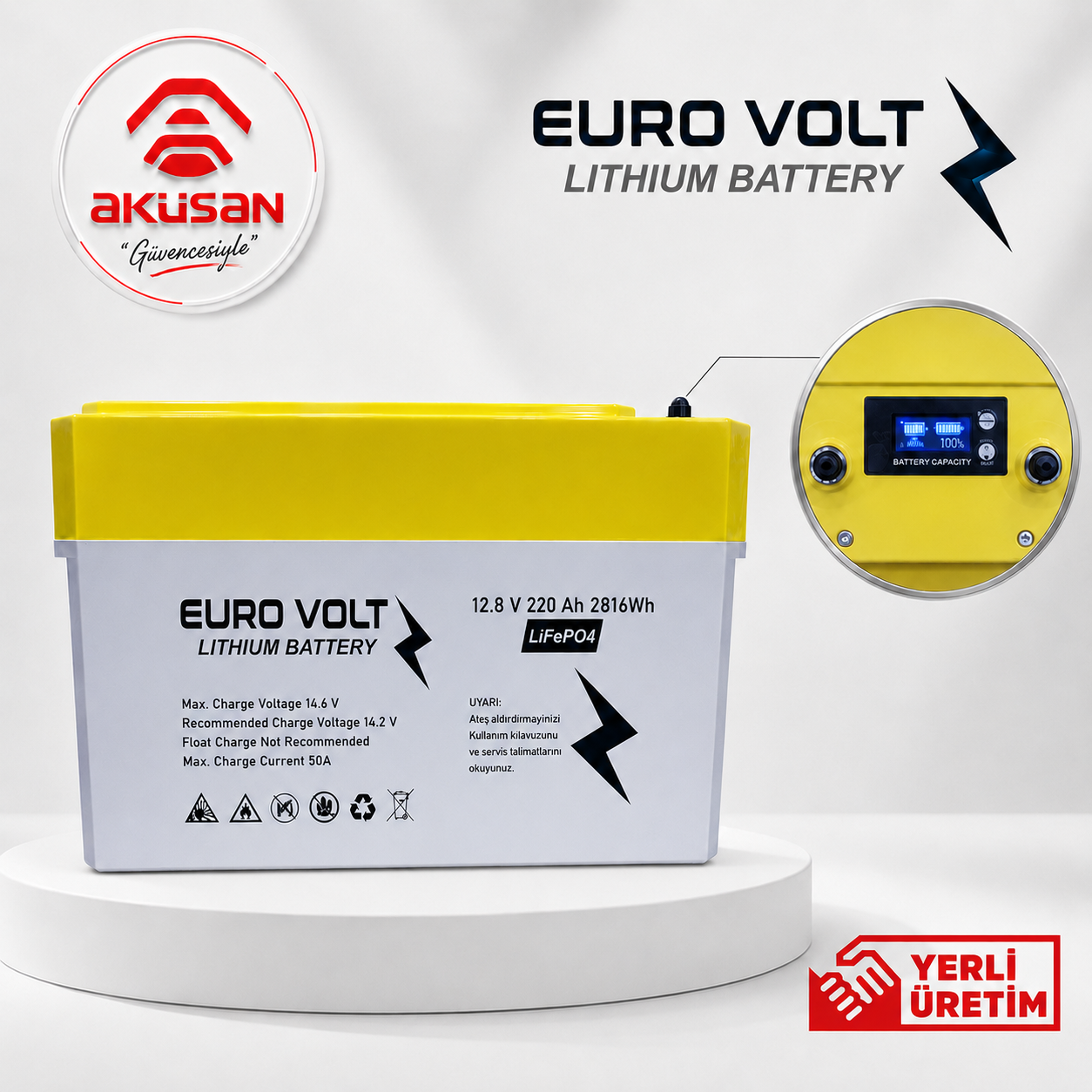 EuroVolt 220Ah karavan LiFePO4 aküsü