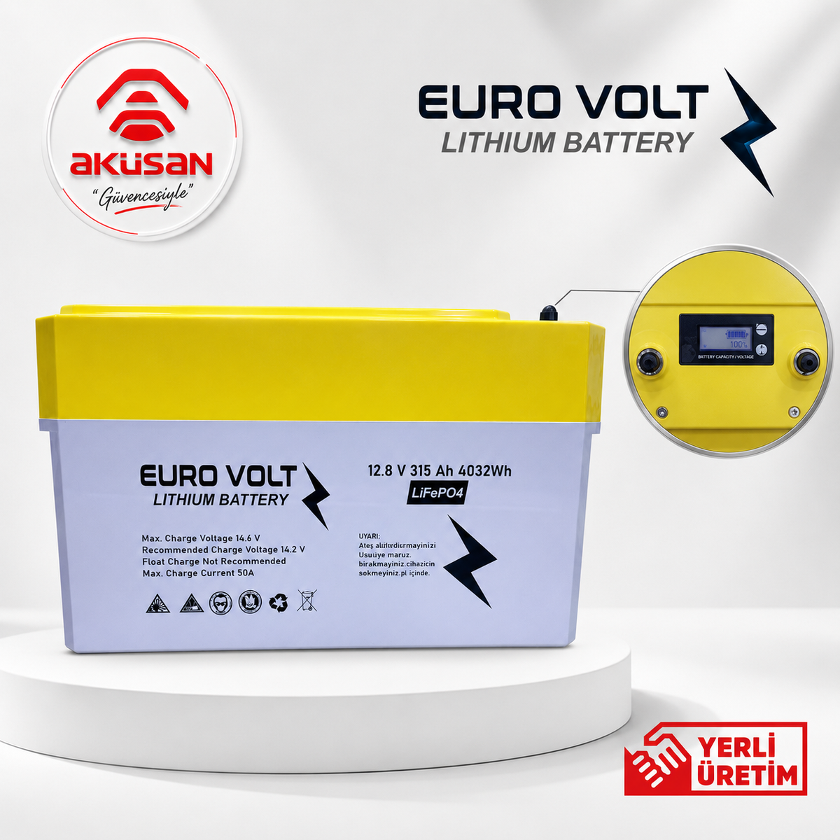 EuroVolt 315Ah marin ve tekne lityum aküsü