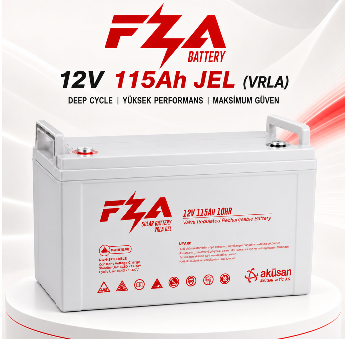 FZA 12V 115Ah JEL Akü / Derin Şarj (Deep Cycle)