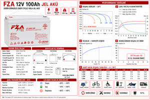FZA 12V 100Ah JEL akü teknik özellikleri