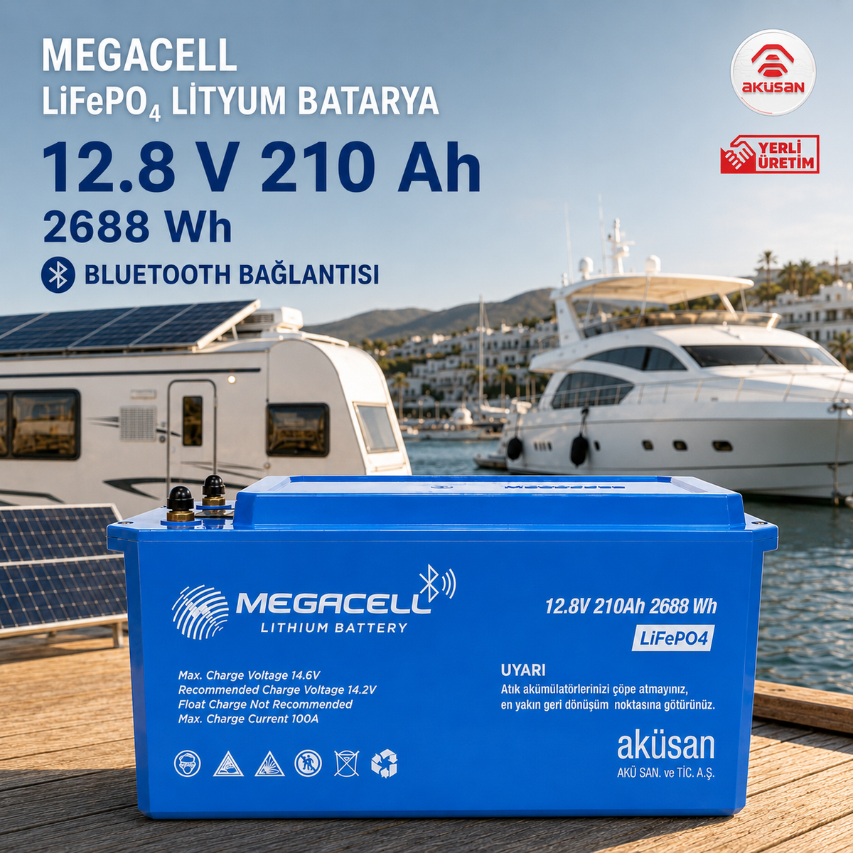 Megacell 12.8V 210Ah LiFePO4 lityum akü