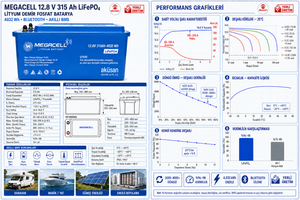 Megacell 12.8V 315Ah 4032Wh lityum akü teknik özellikleri