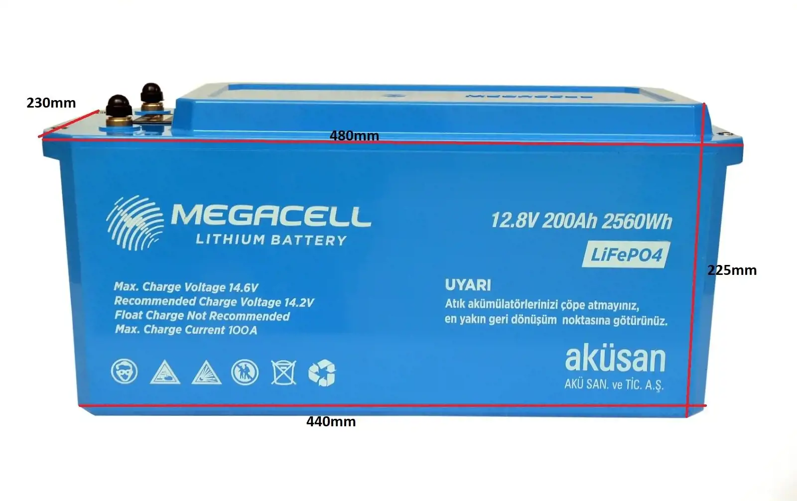 MEGACELL 12.8 V 200 AH Lityum / LifePo4 Akü