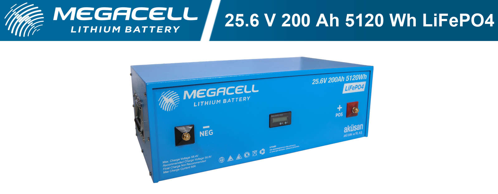MEGACELL 25.6 V 200 AH Lityum / LifePo4 Akü