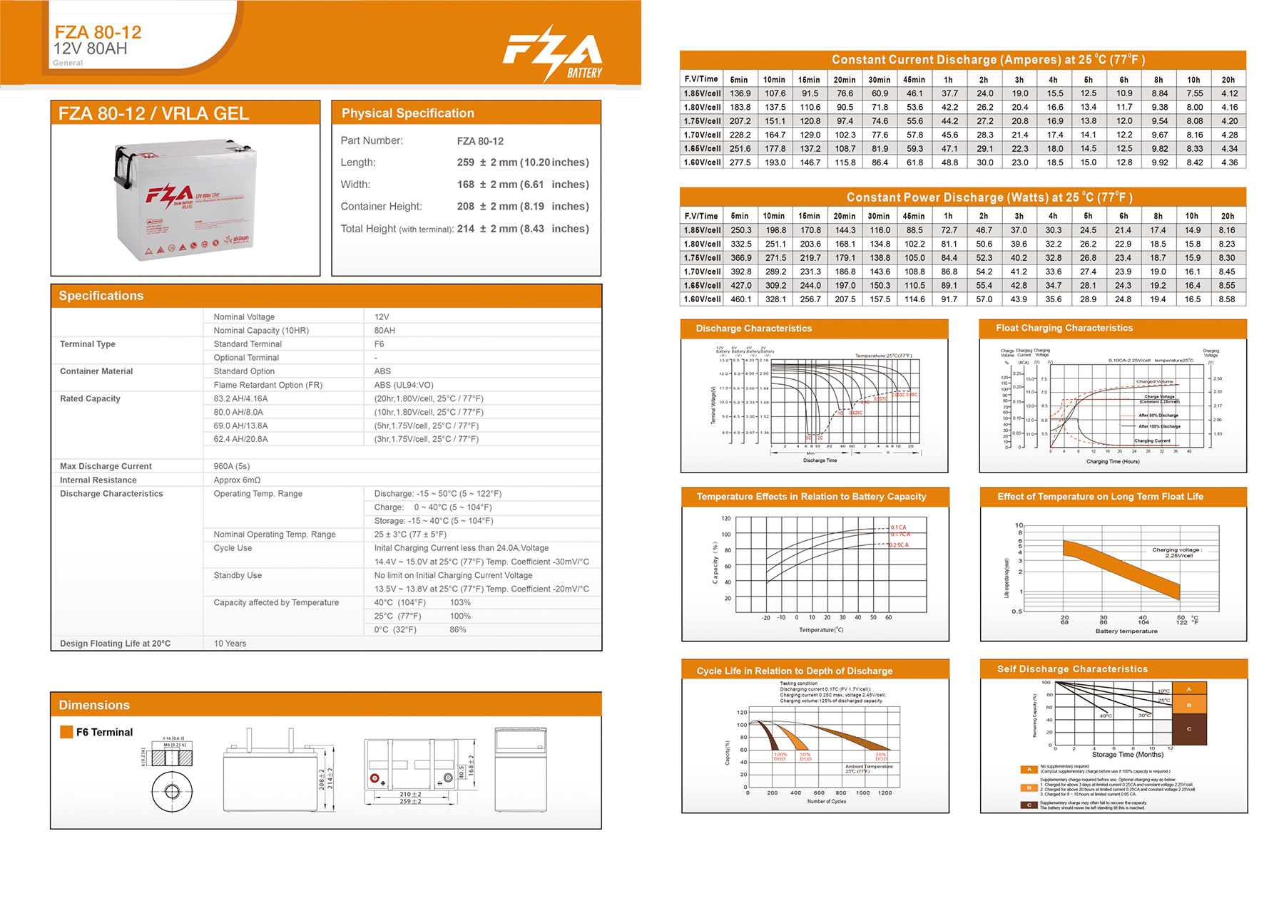FZA 12 V 85 AH Jel Akü