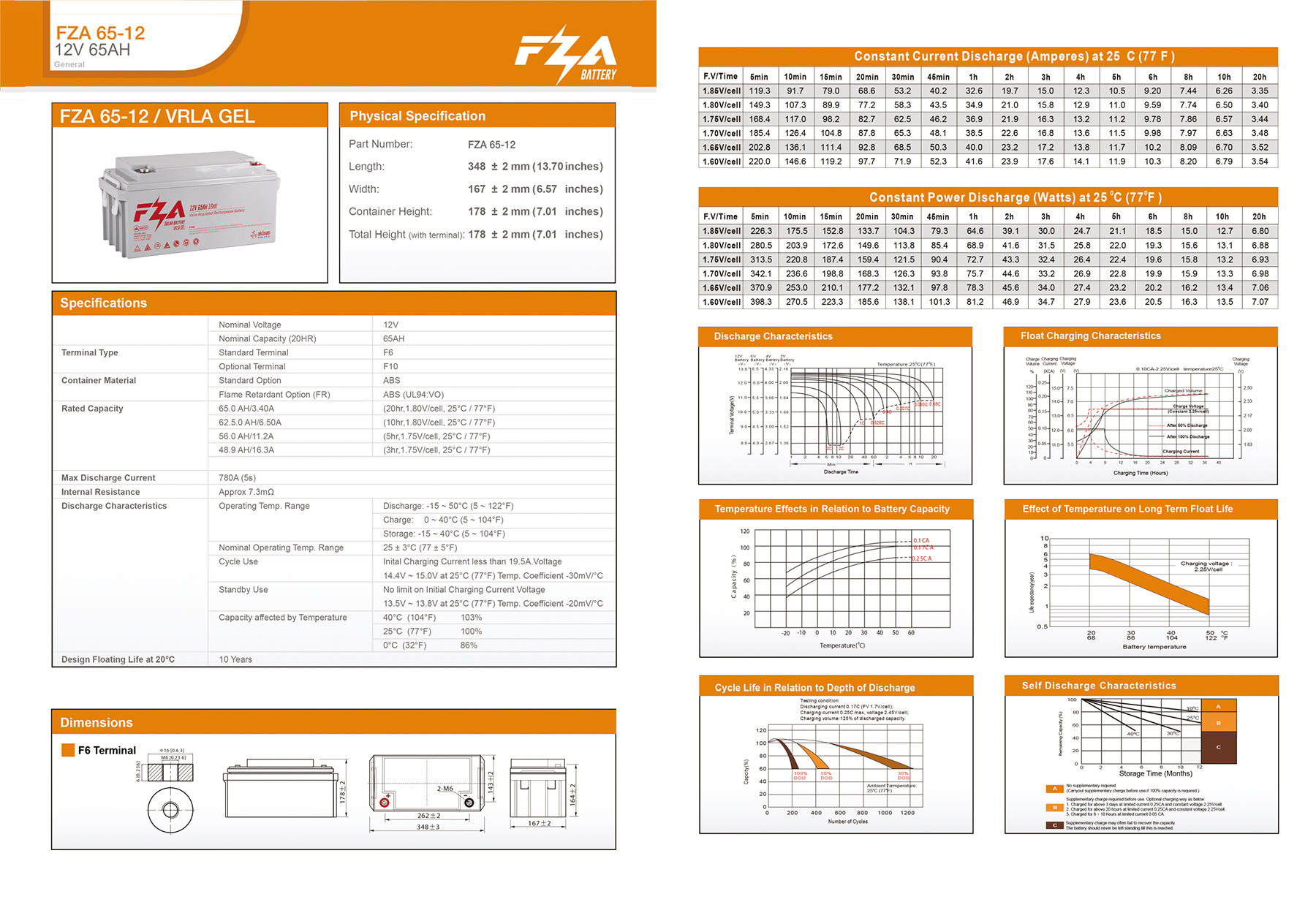 FZA 12 V 65 AH Jel Akü