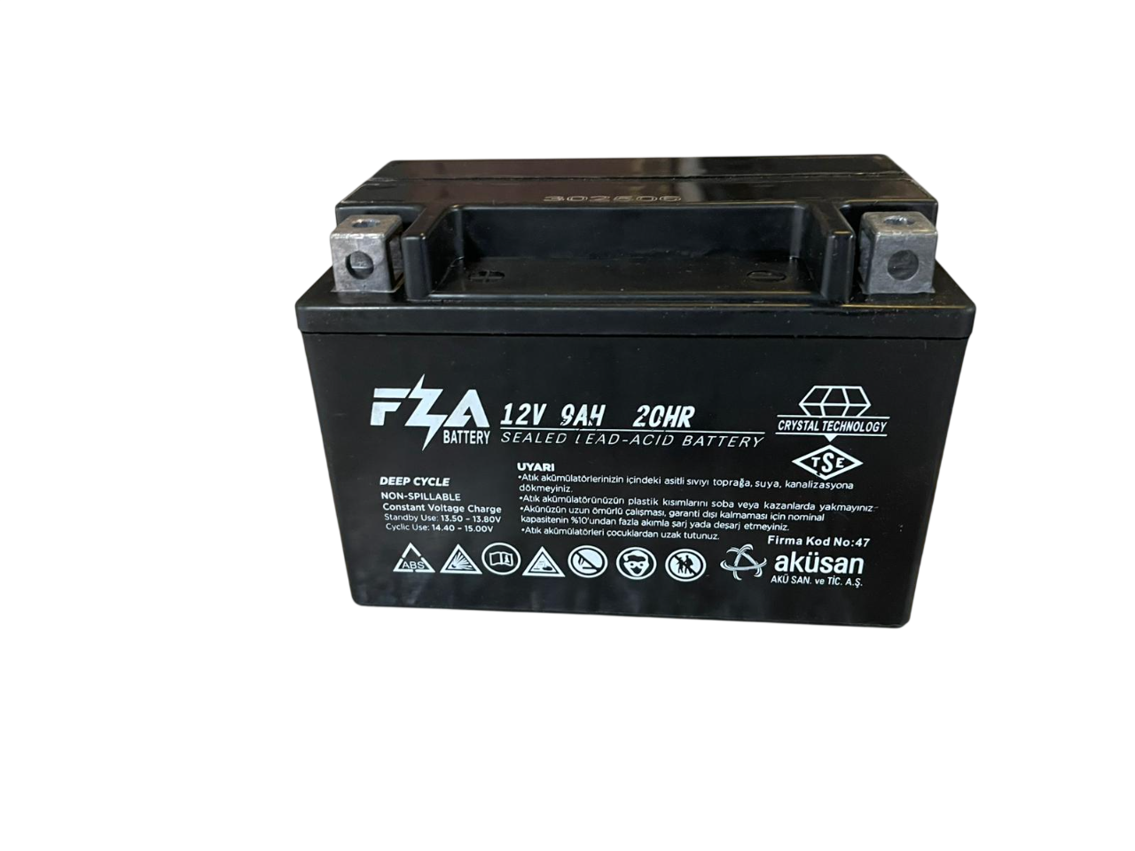 FZA 12 V 9 AH Yatık Motor Aküsü ( YTX9-BS )